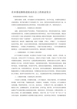 在市委巡察组进驻动员会上的表态发言.docx