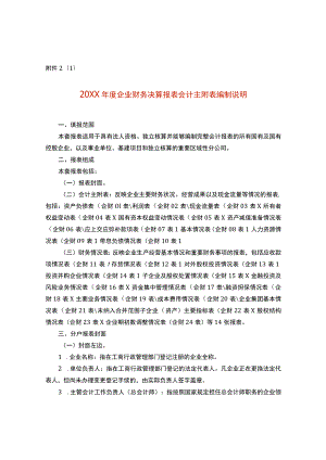 年度企业财务决算报表会计报表主附表编制说明.docx