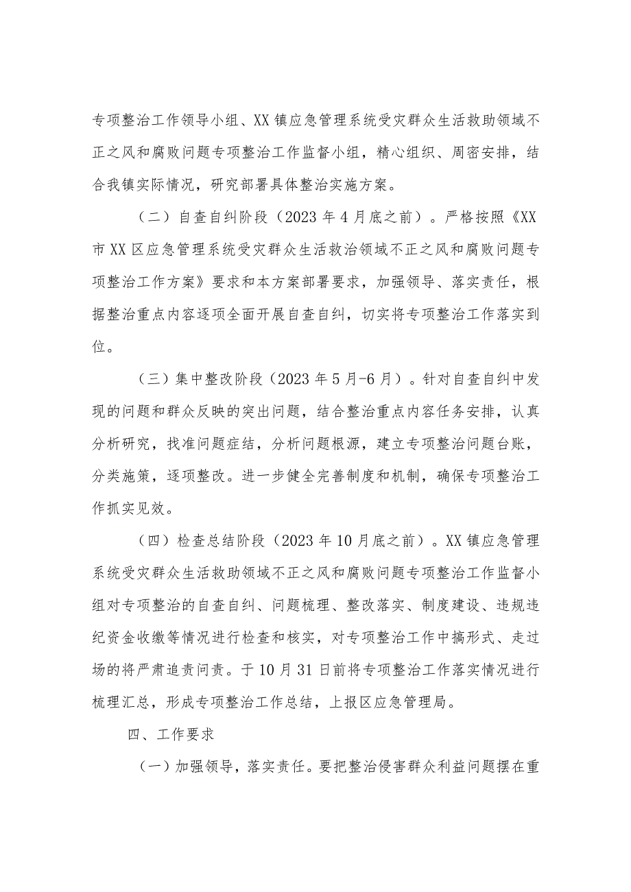 XX镇受灾群众生活救助领域不正之风和腐败问题专项整治工作方案.docx_第3页