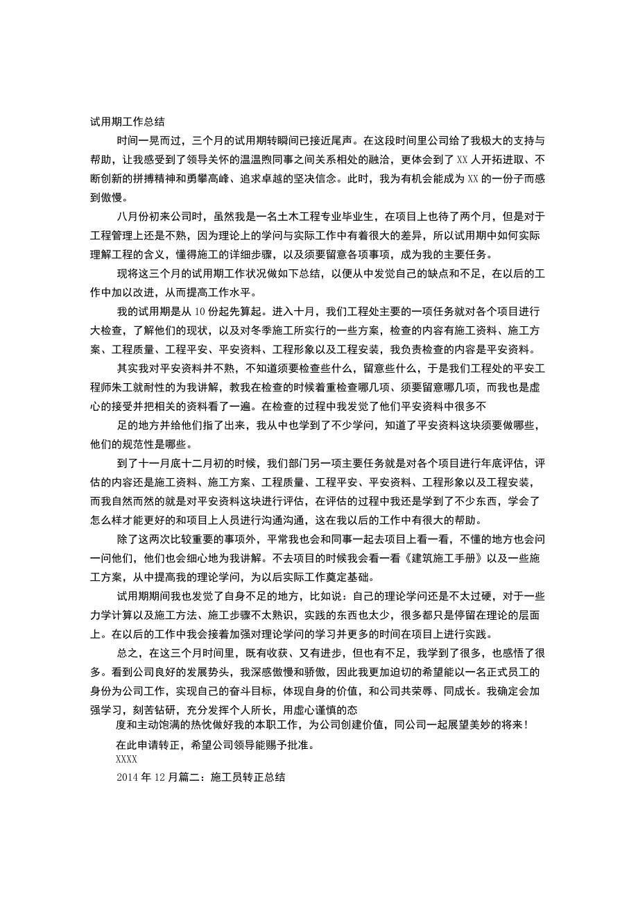 施工员试用期工作小结.docx_第1页