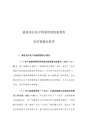 建设项目电子档案管理的重要性及对策建议思考.docx