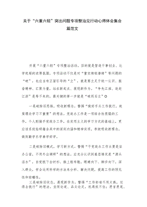 关于“六重六轻”突出问题专项整治见行动心得体会集合篇范文.docx