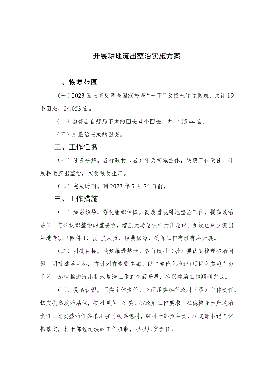 2023开展耕地流出整治实施方案精选版八篇合辑.docx_第1页