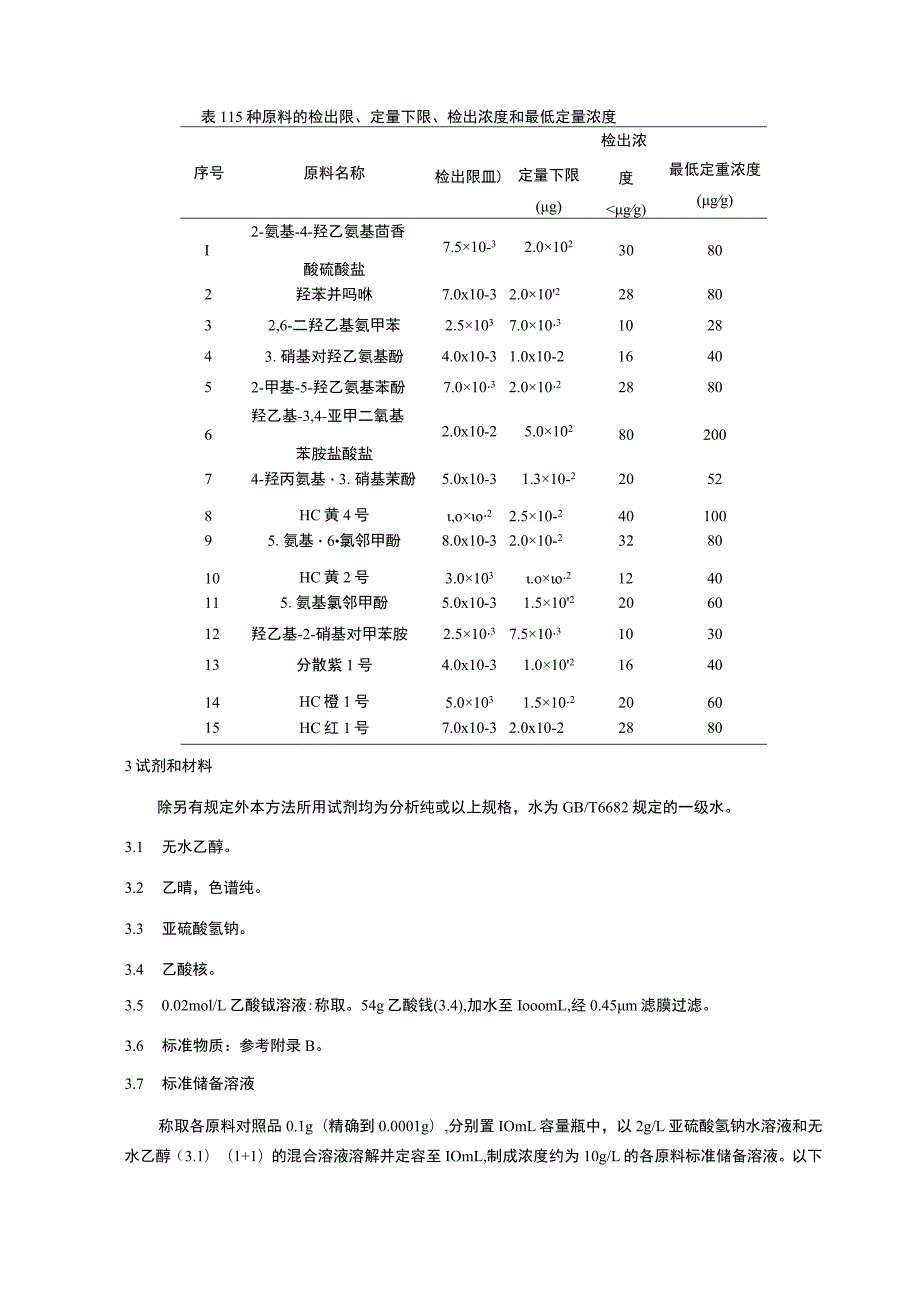 化妆品中2-氨基-4-羟乙氨基茴香醚硫酸盐等15种原料、抗坏血酸磷酸酯镁等11种原料、联苯乙烯二苯基二磺酸二钠等5种原料的检验方法.docx_第3页