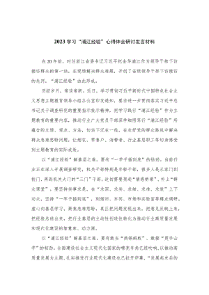 2023学习“浦江经验”心得体会研讨发言材料12篇（精编版）.docx