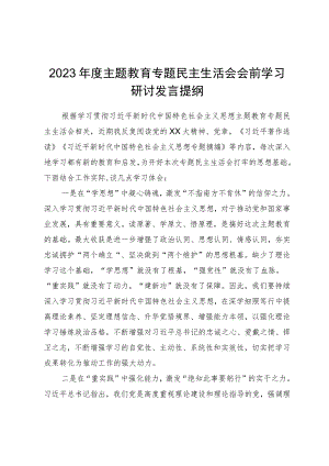 2023年度主题教育专题民主生活会会前学习研讨发言材料.docx