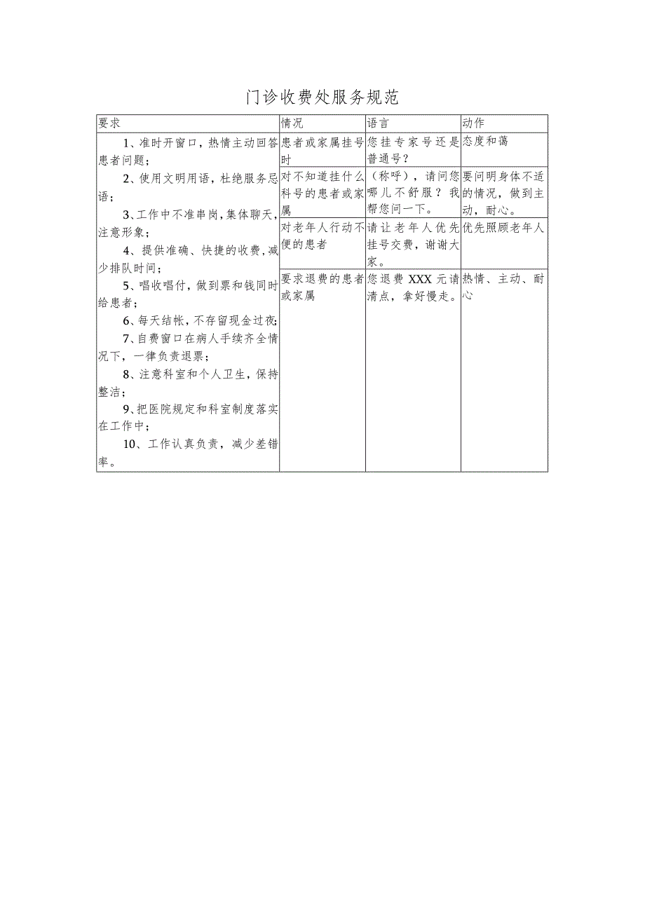 门诊收费处服务规范.docx_第1页