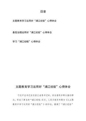 主题教育学习运用好“浦江经验”心得体会3篇.docx