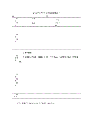 学院学生申诉受理情况通知书.docx