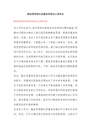 解放思想强化质量效率意识心得体会多篇.docx