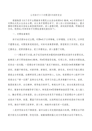 公司班子六个对照23年剖析发言.docx