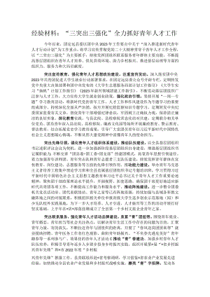 经验材料：“三突出三强化”全力抓好青年人才工作.docx