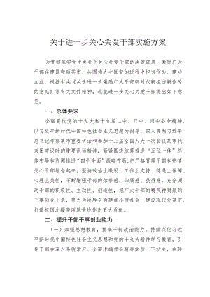 关于进一步关心关爱干部实施方案.docx