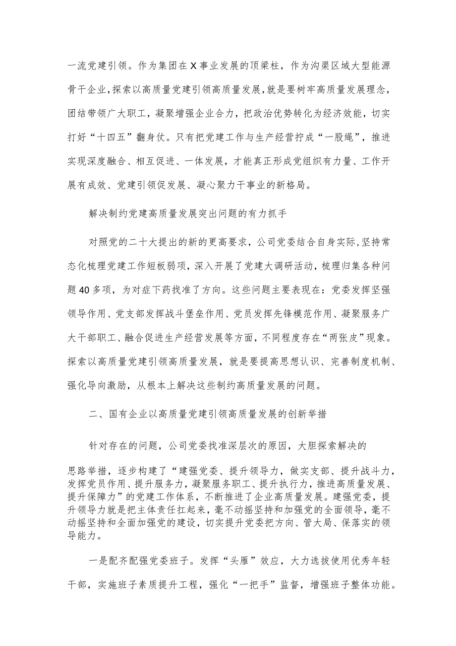 国有企业高质量党建引领高质量发展的实践探索（调研报告）.docx_第3页