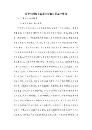 关于主题教育民主生活会召开工作报告.docx