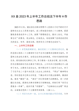 XX县2023年上半年工作总结及下半年工作思路.docx