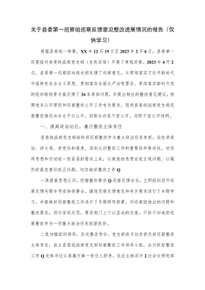 关于县委第一巡察组巡察反馈意见整改进展情况的报告.docx