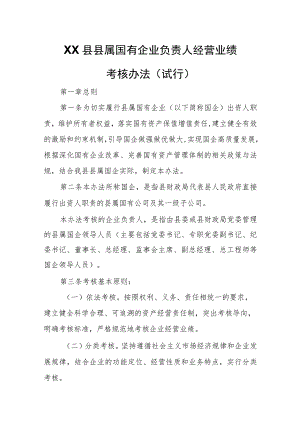 XX县县属国有企业负责人经营业绩考核办法.docx