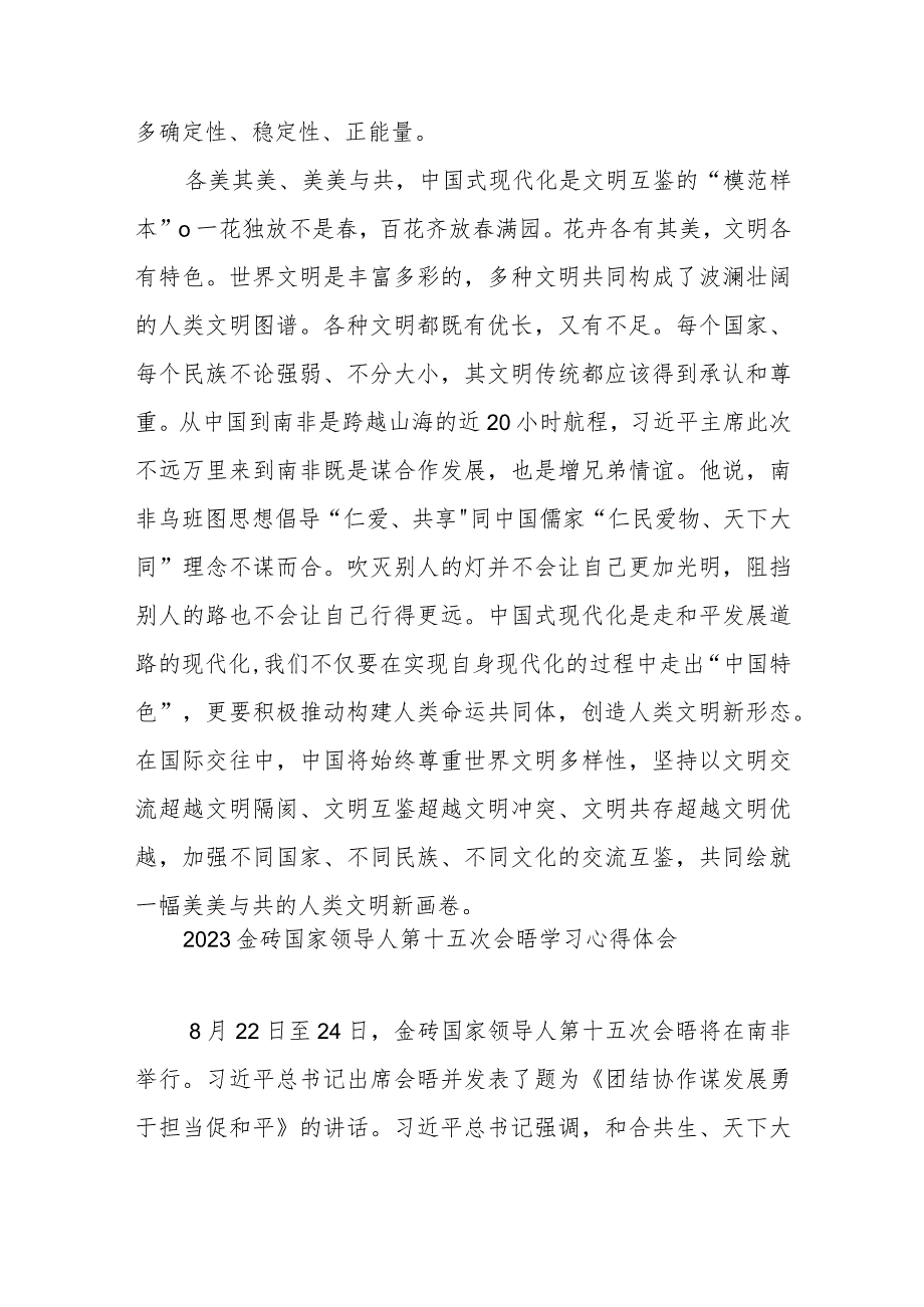 2023金砖国家领导人第十五次会晤学习心得体会3篇.docx_第3页