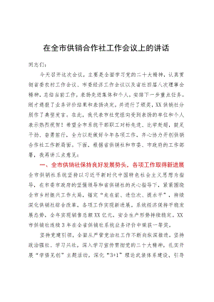 在全市供销合作社推进会议上的讲话.docx