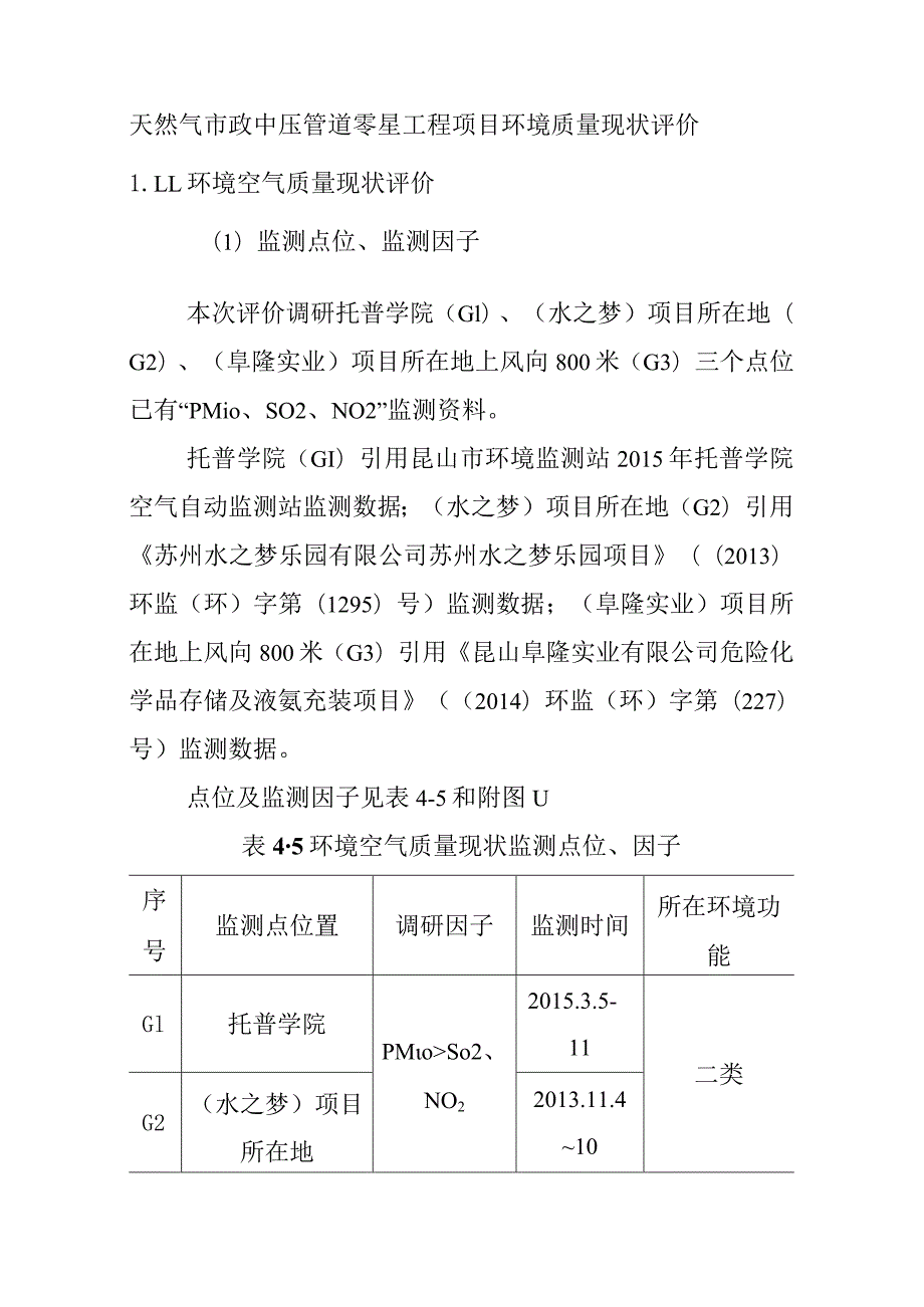 天然气市政中压管道零星工程项目环境质量现状评价.docx_第1页