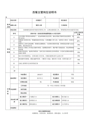 西餐主管岗位说明书.docx