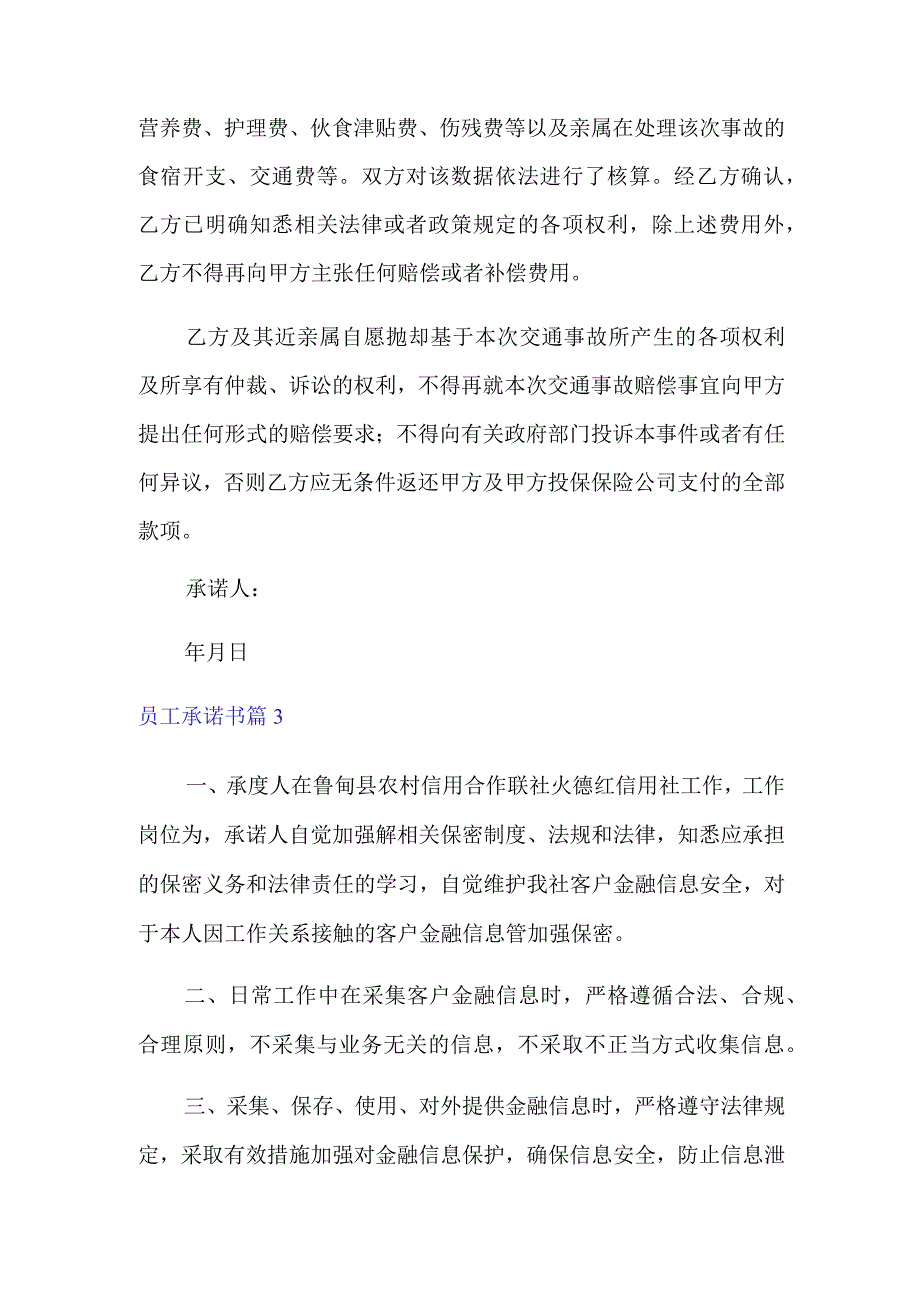 2022年精选员工承诺书汇总6篇【模板】.docx_第3页