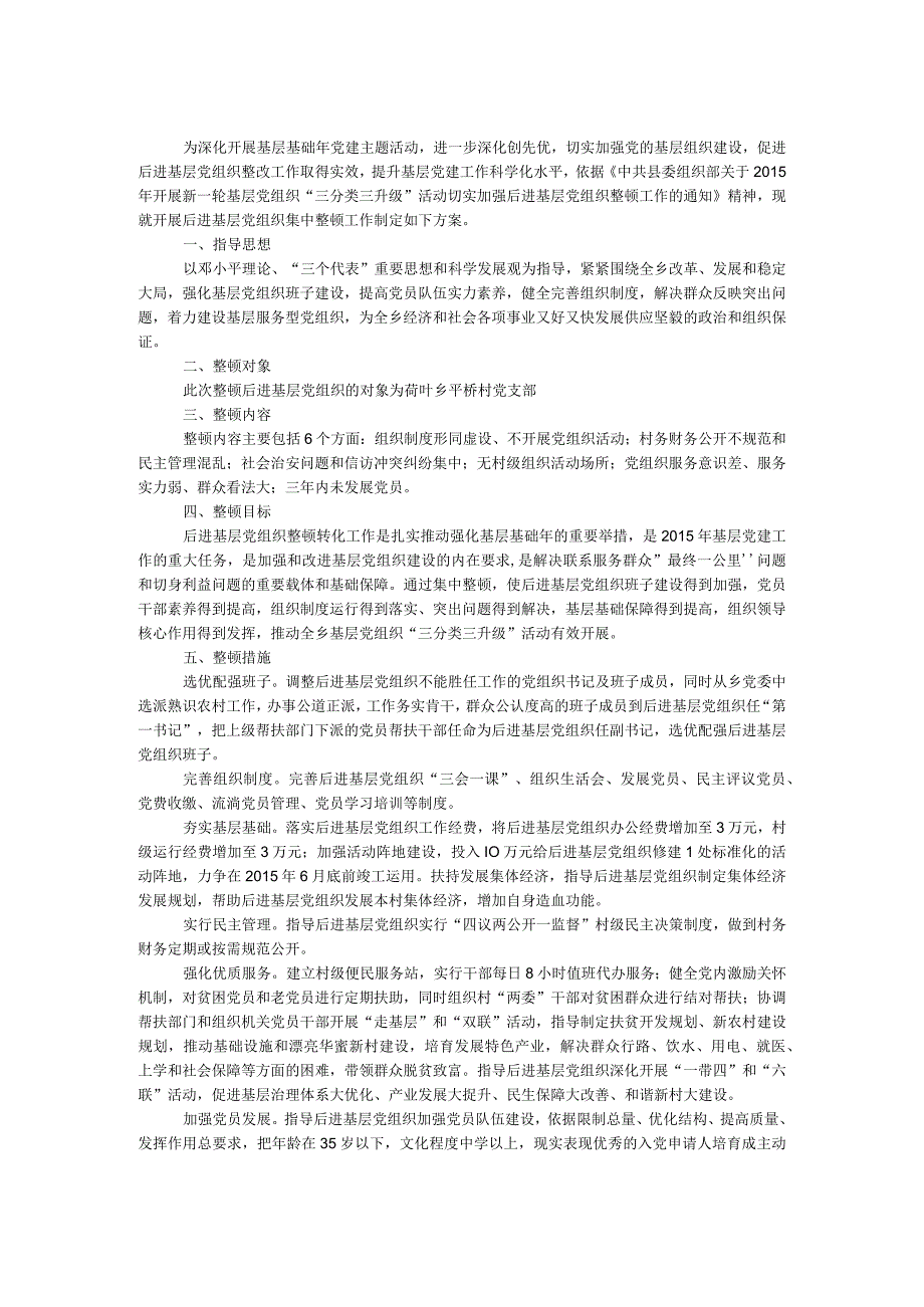 整改后进基层党组织工作方案.docx_第1页