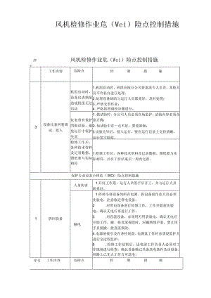 风机检修危险点及控制措施.docx