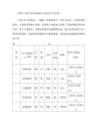 天燃气工程中压管道庭院工程监理工作打算.docx