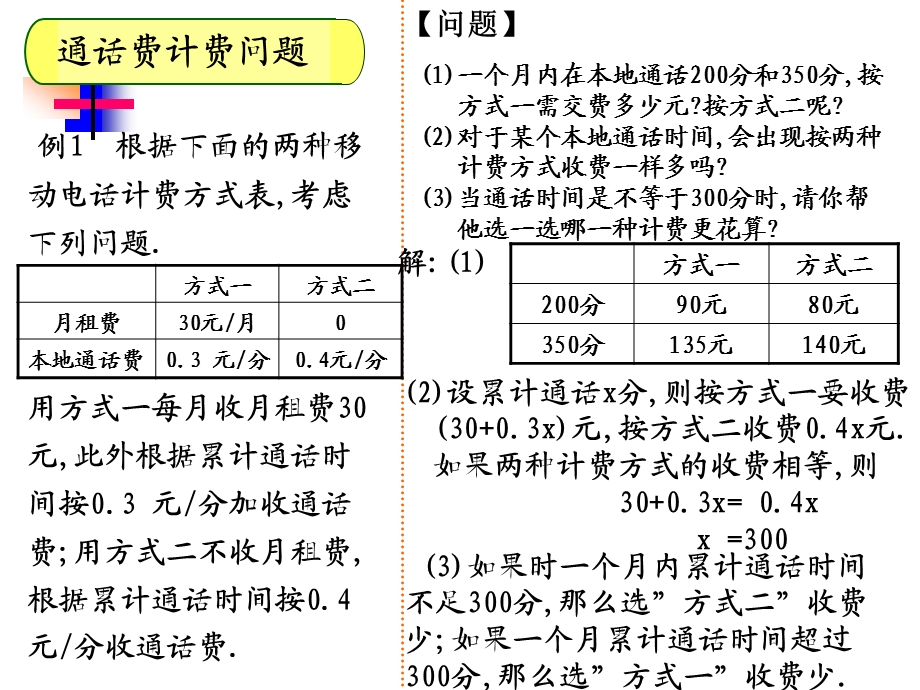 3.4.实际问题与一元一次方程电话计费问题.ppt_第3页