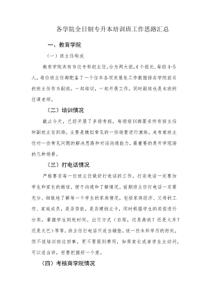 各学院全日制专升本培训班工作思路汇总.docx