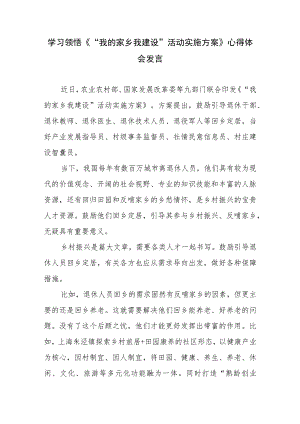 学习领悟《“我的家乡我建设”活动实施方案》心得体会发言2篇.docx