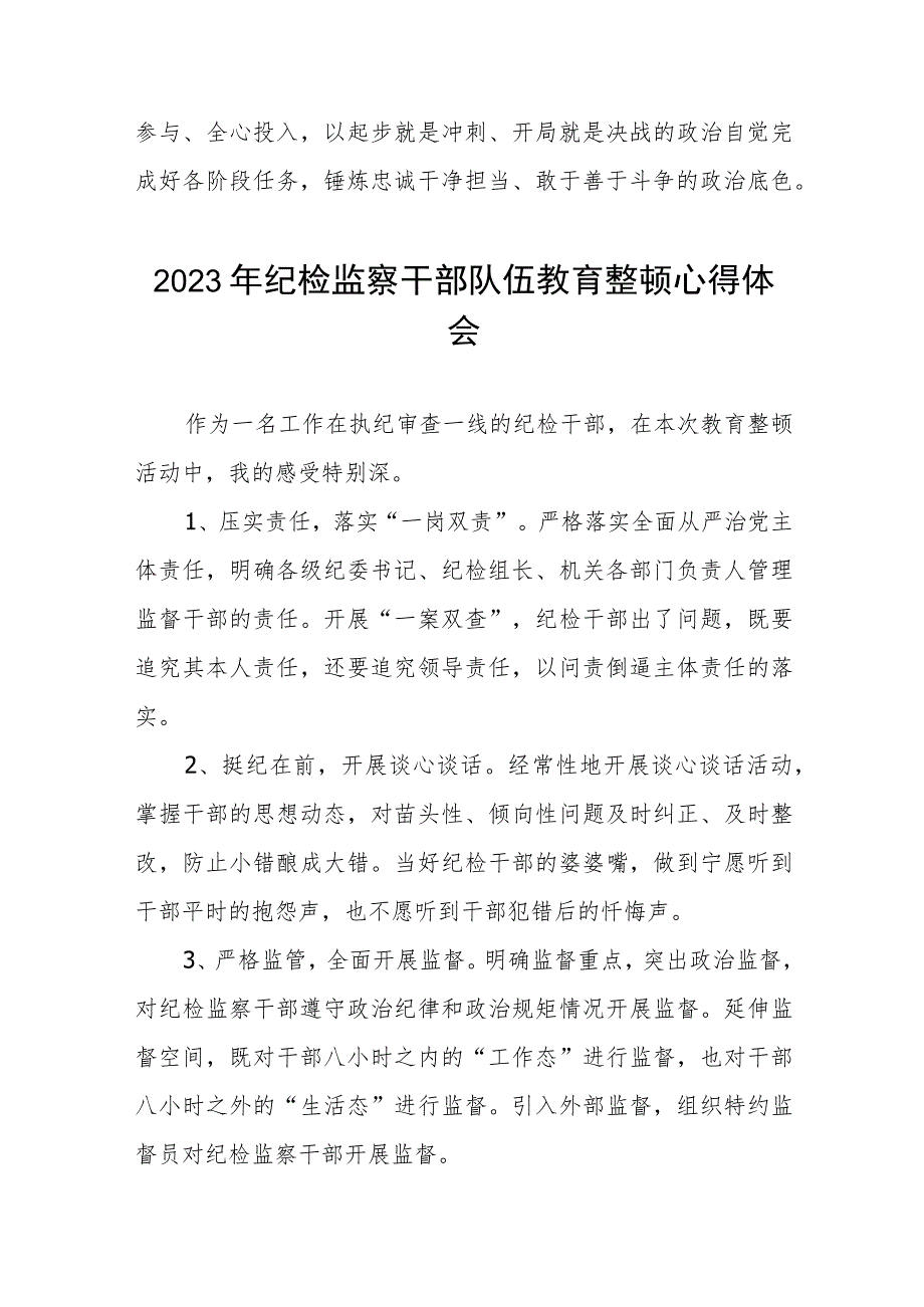 2023纪检监察干部队伍教育整顿活动心得体会材料(5篇).docx_第3页