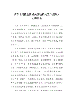 学习纪检监察机关派驻机构工作规则的心得体会.docx