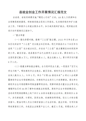 县就业创业工作汇报总结报告.docx