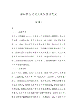 推动安全促进发展发言稿范文(2篇).docx