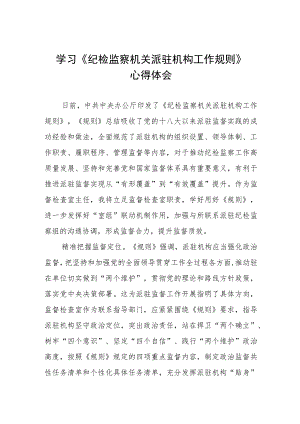 《纪检监察机关派驻机构工作规则》学习感悟.docx