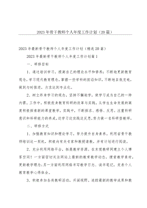 2023年骨干教师个人年度工作计划（20篇）.docx