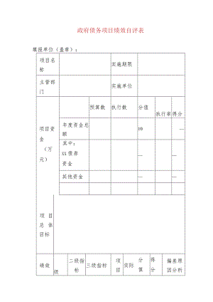 政府债务项目绩效自评表.docx