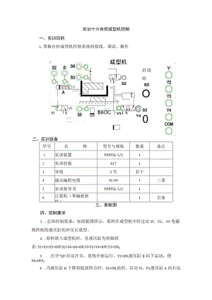 PLC基本技能实操——实训十六 自控成型机控制.docx