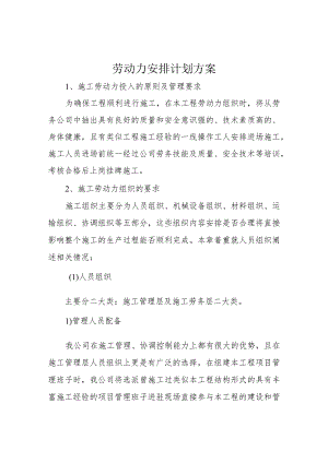 劳动力安排计划方案.docx