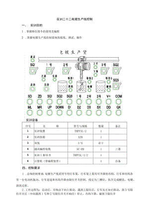 PLC基本技能实操——实训二十二 电镀生产线控制.docx