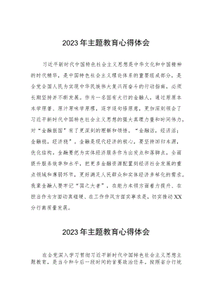 国有银行2023年主题教育学习体会八篇.docx