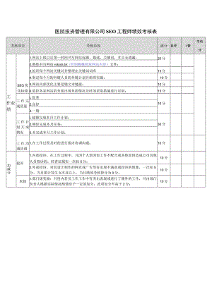 医院投资管理有限公司SEO工程师绩效考核表.docx