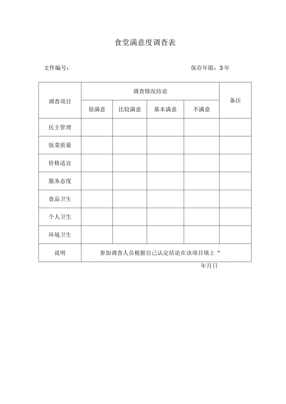 食堂满意度调查表（模板）.docx_第1页