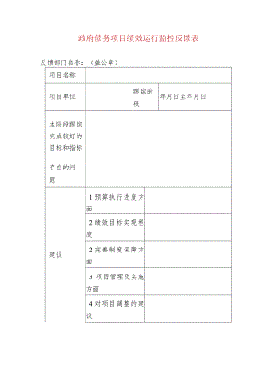 政府债务项目绩效运行监控反馈表.docx