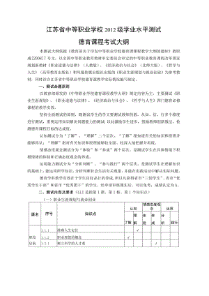 江苏省中等职业学校2012级学业水平测试德育课程考试大纲.docx