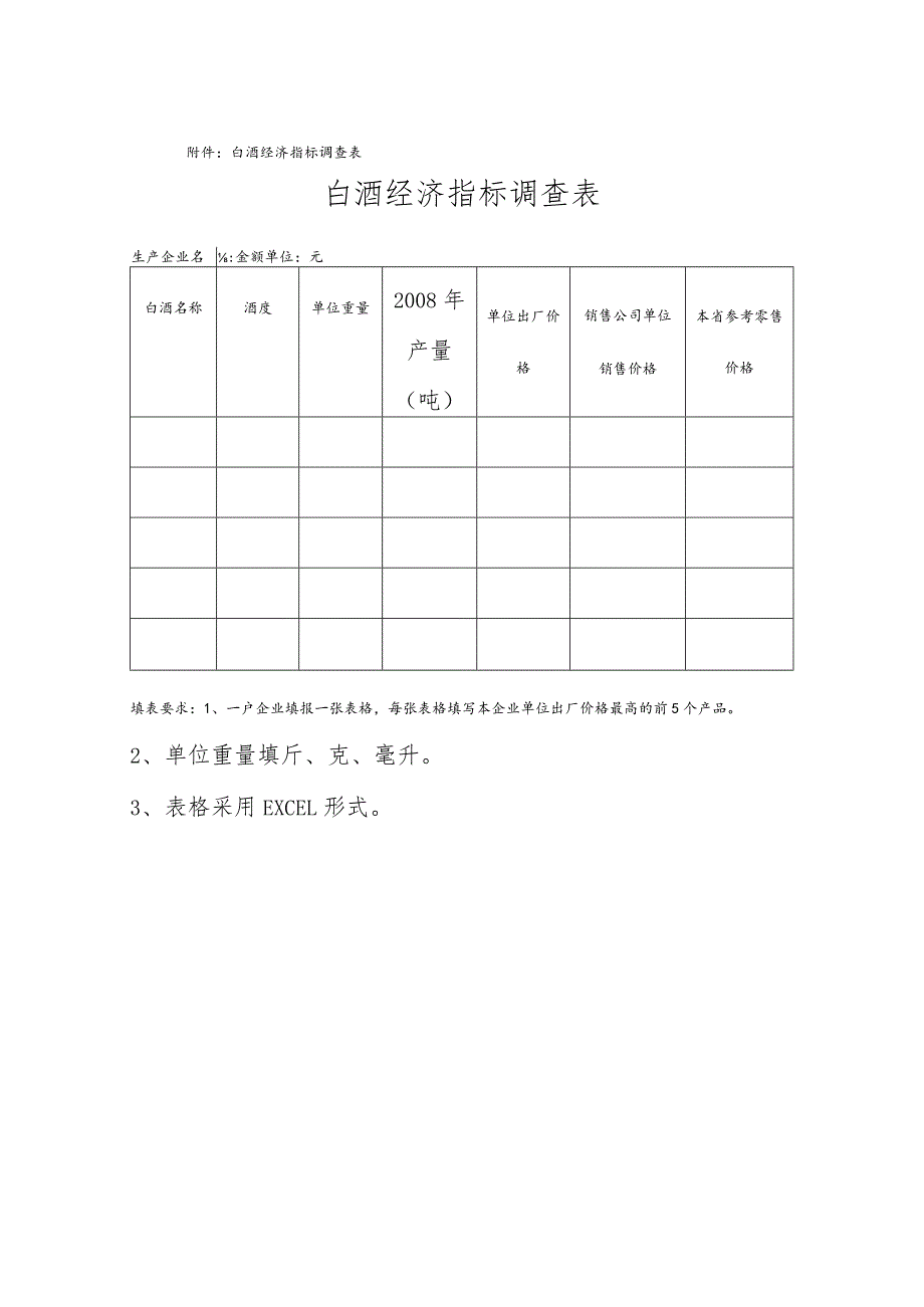 白酒经济指标调查表白酒经济指标调查表.docx_第1页