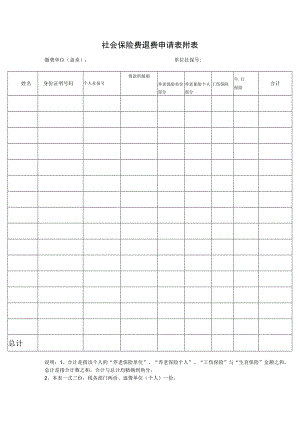 社会保险费退费申请表附表.docx